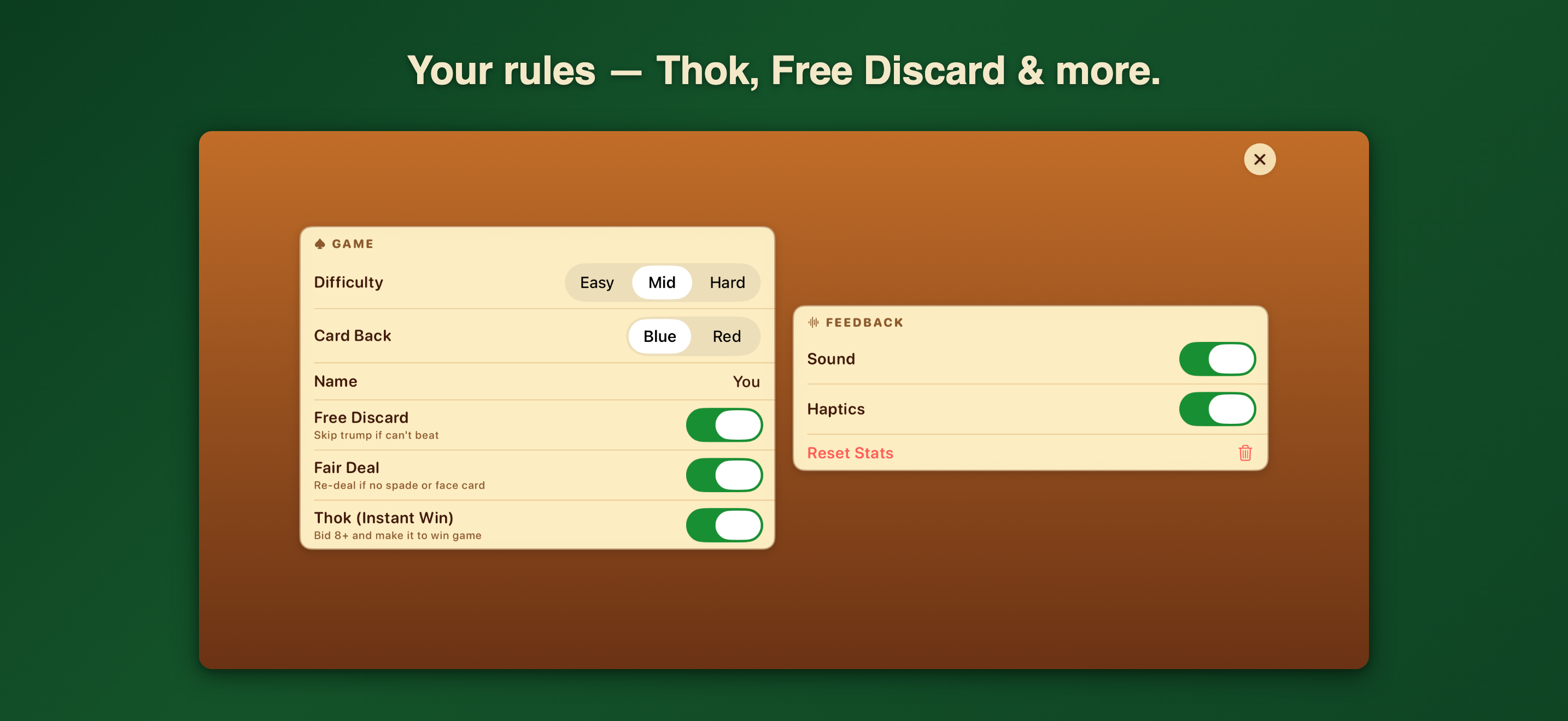 Settings screen